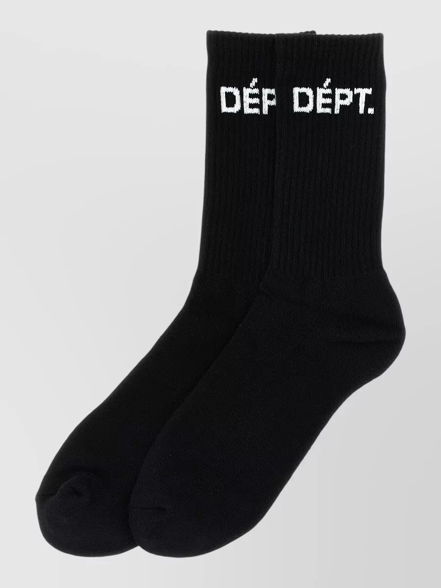 Gallery Dept. Ribbed Logo-Intarsia Socks