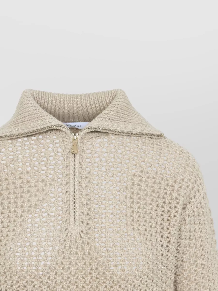 Max Mara Cashmere Cropped Half-Zip Long-Sleeve Jumper