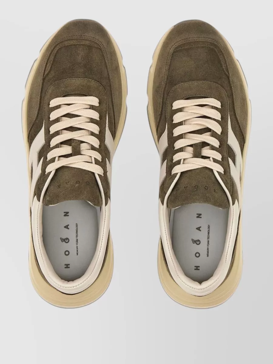 Hogan Hyperlight Leather Sneakers Round Toe Stitching