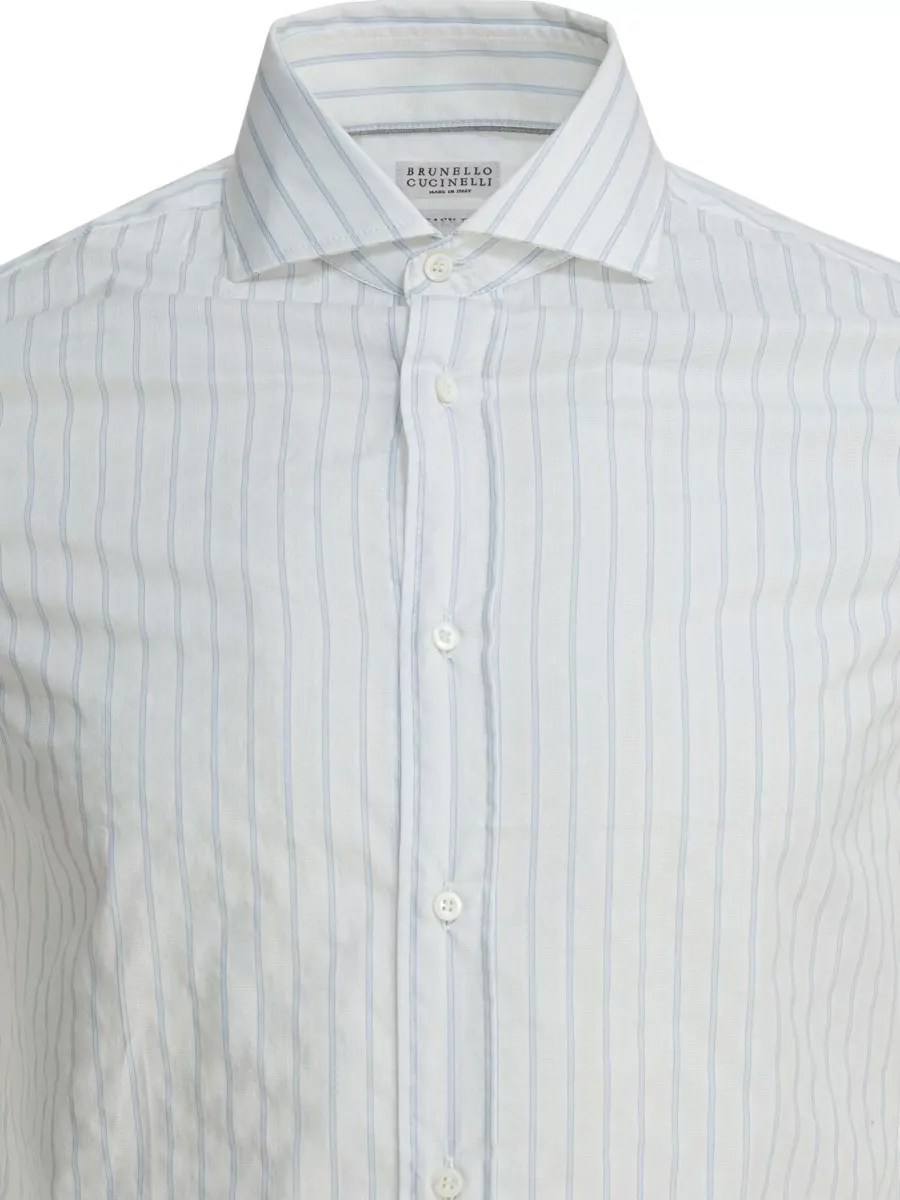 Brunello Cucinelli Striped Long Sleeve Button-Down Shirt