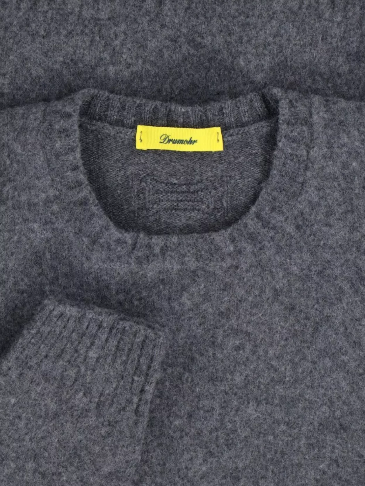 Drumohr Soft Textured Crewneck Sweater With Ribbed Cuffs In Blue