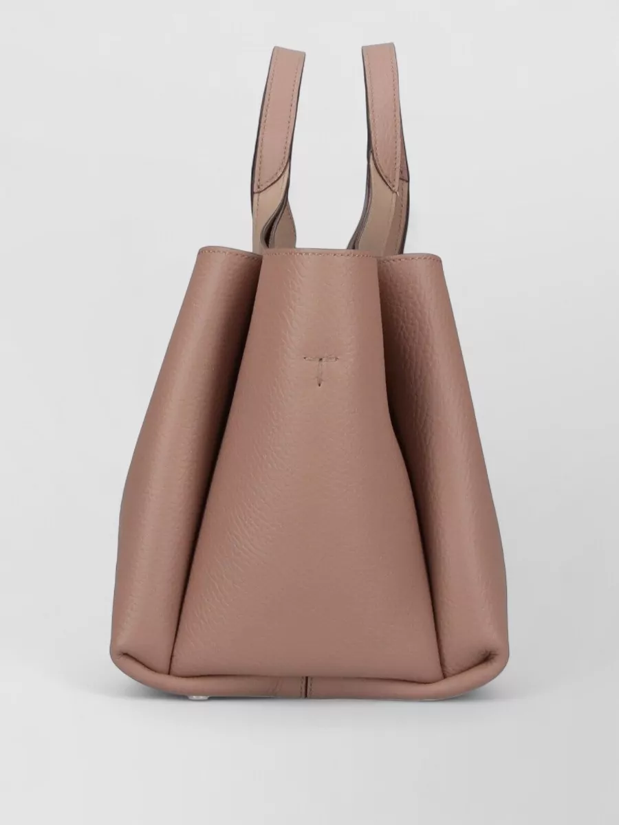 Tod's Leather Tote Bag Double Handles Detachable Strap