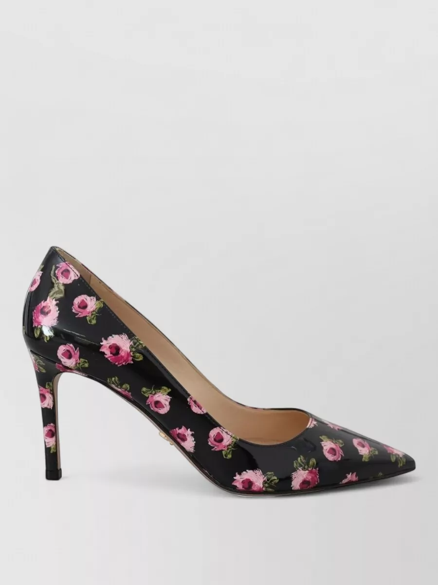 Prada leather floral-print stiletto pumps