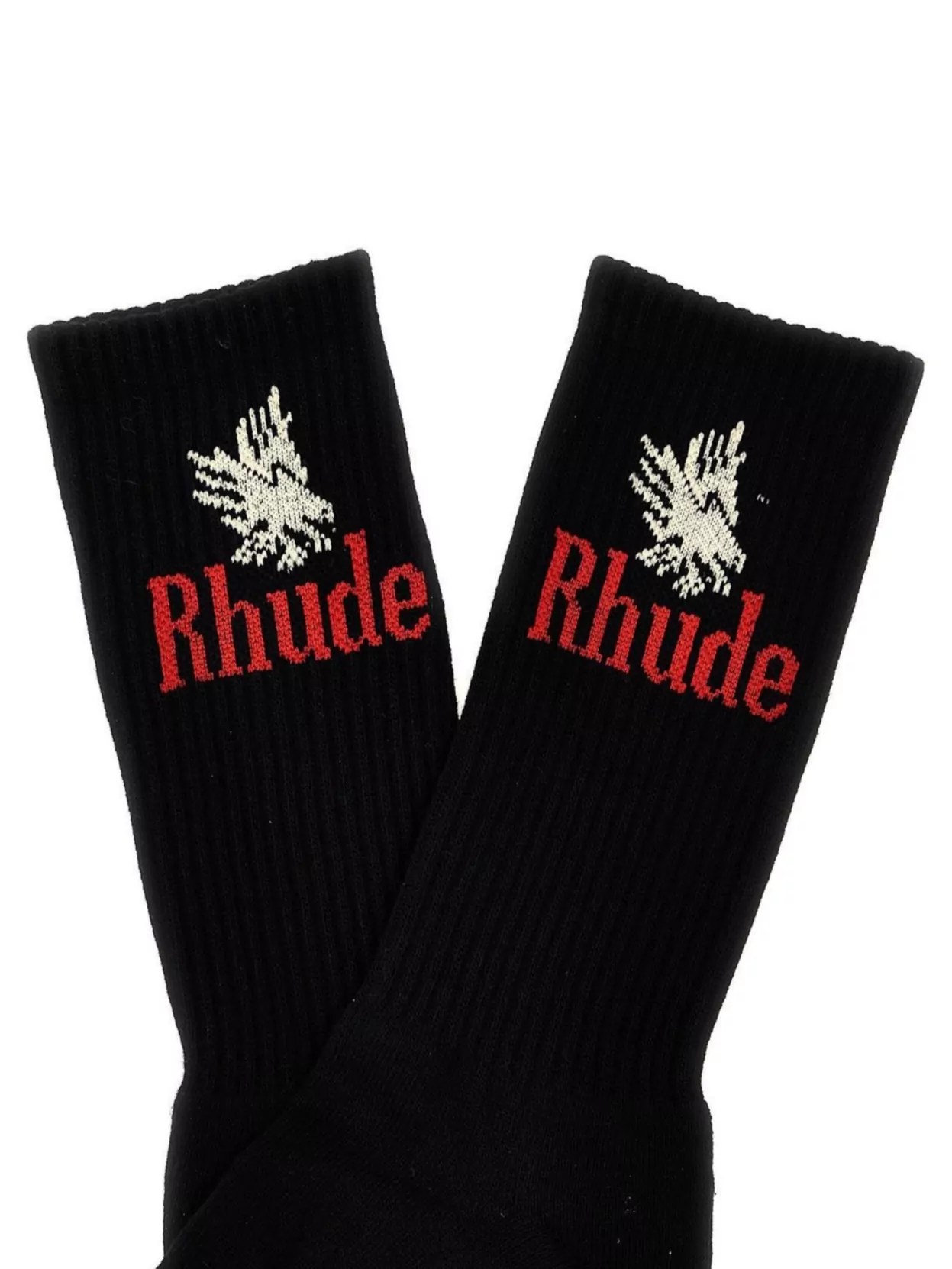 Rhude 'ribbed Mid-calf Socks Featuring Eagle Motif'