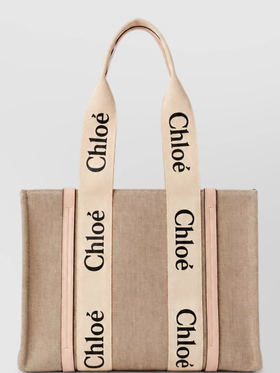 Chloé woody linen tote bag