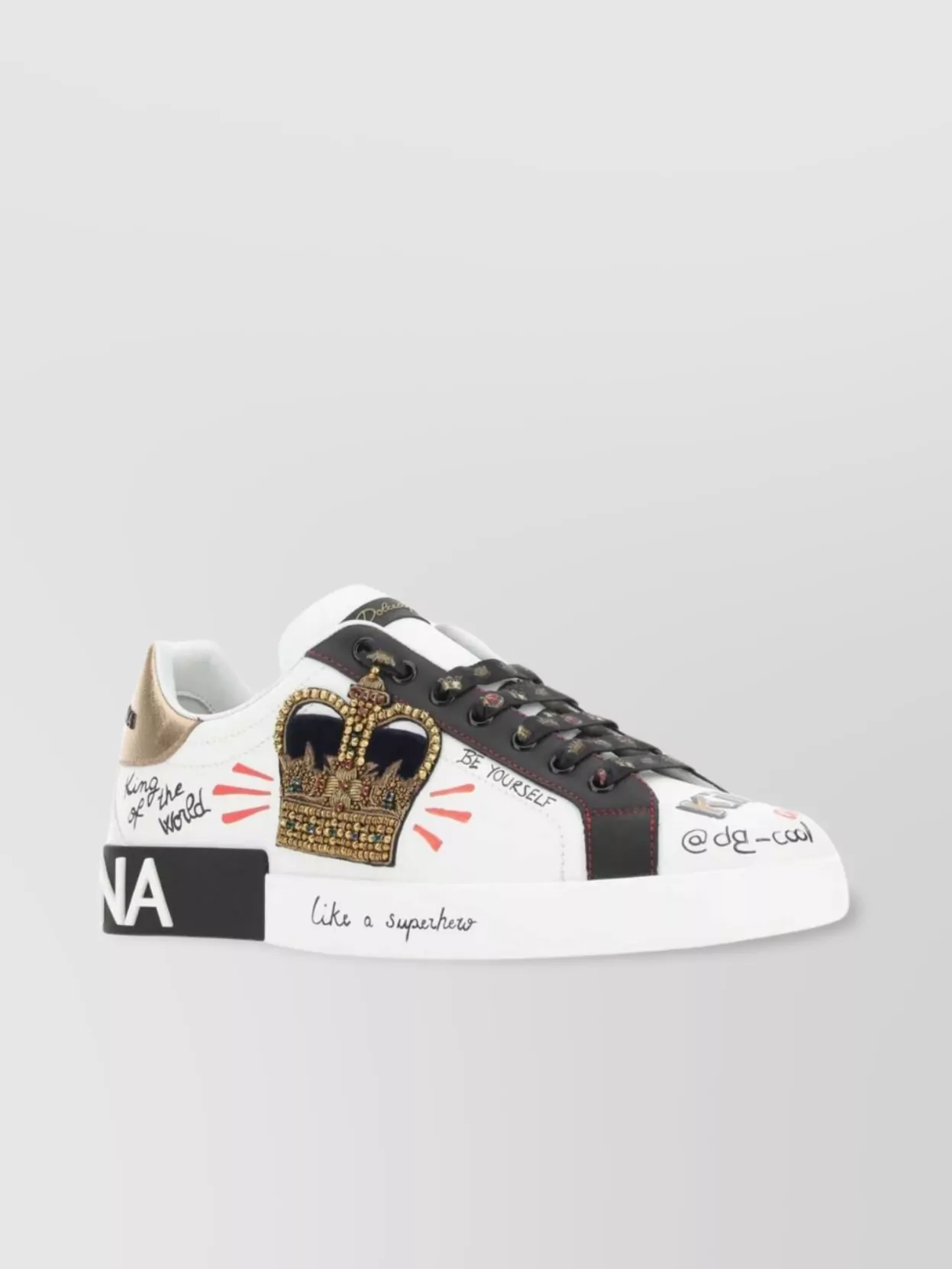 Dolce & Gabbana Crowned Graphic Low-top Sneakers In White