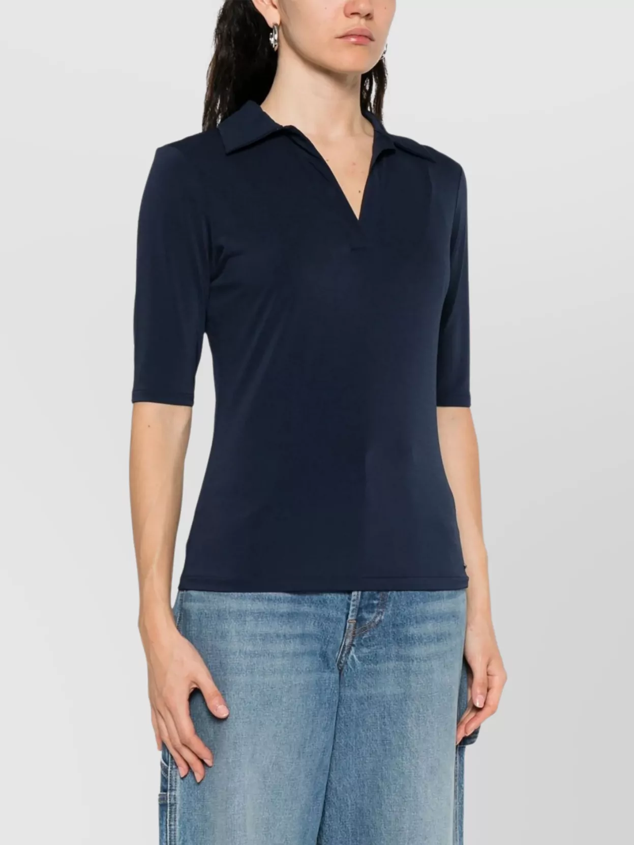 Calvin Klein Crepe Jersey Polo Collared Design