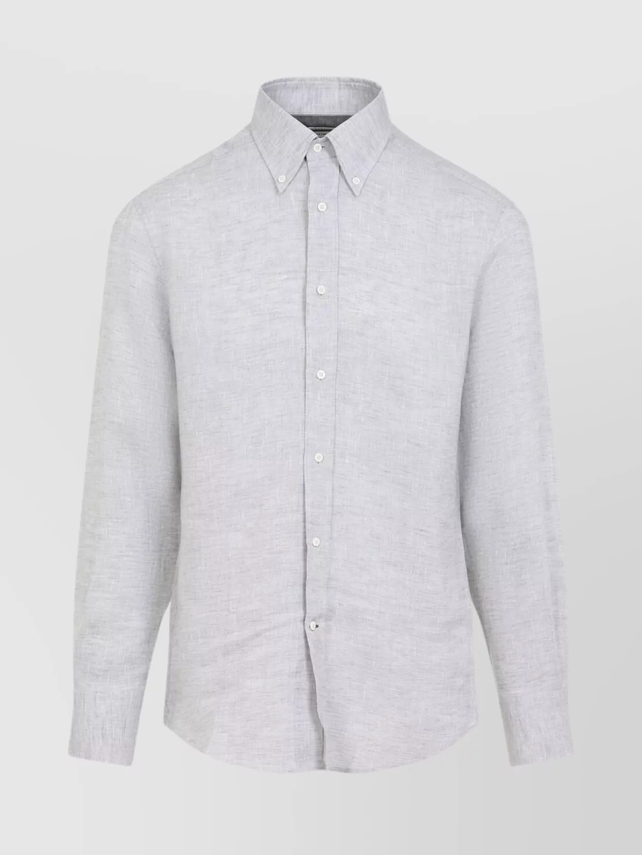 Brunello Cucinelli Grey Linen Shirt With Classic Button-down Collar