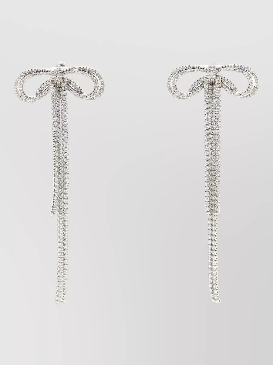 Self-Portrait crystal bow drop earrings