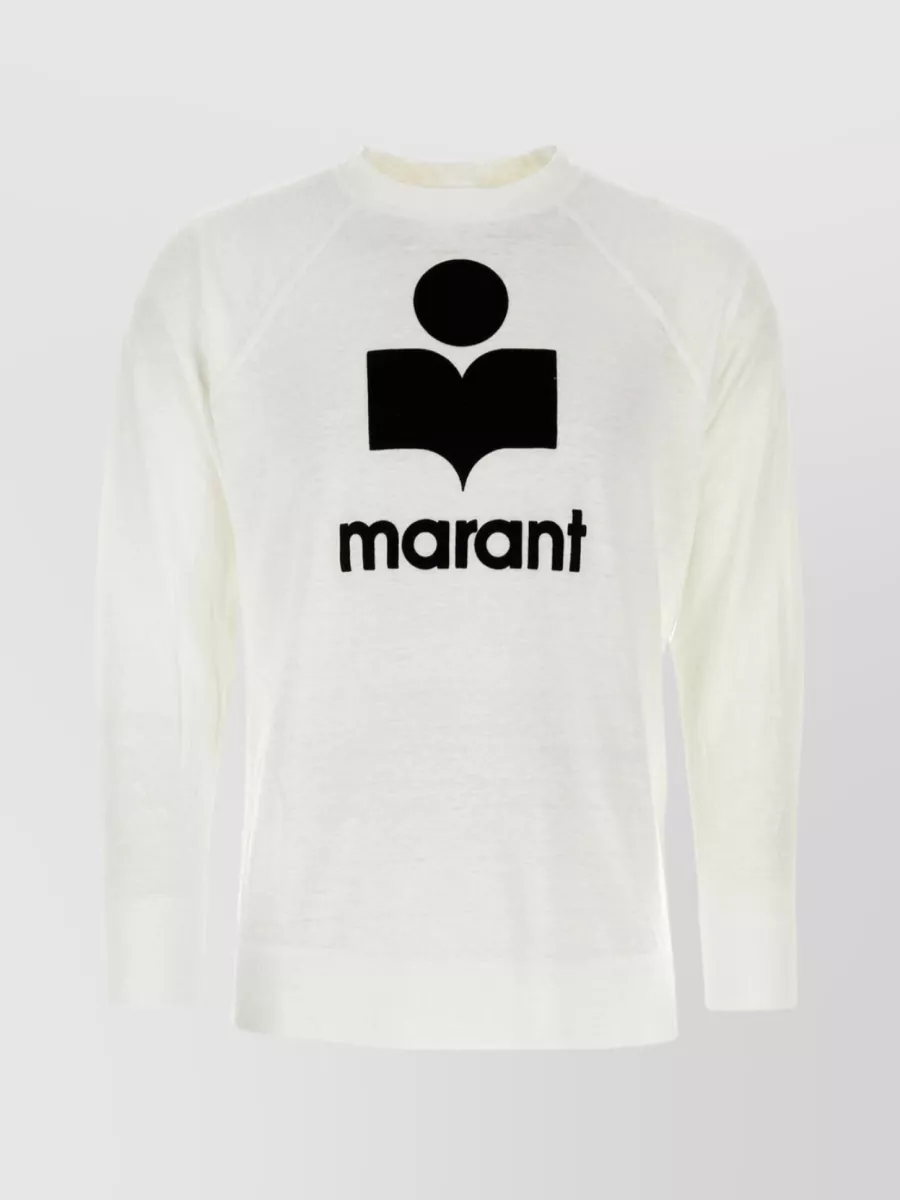 Shop Isabel Marant Kieffer Linen Long-sleeve T-shirt In White