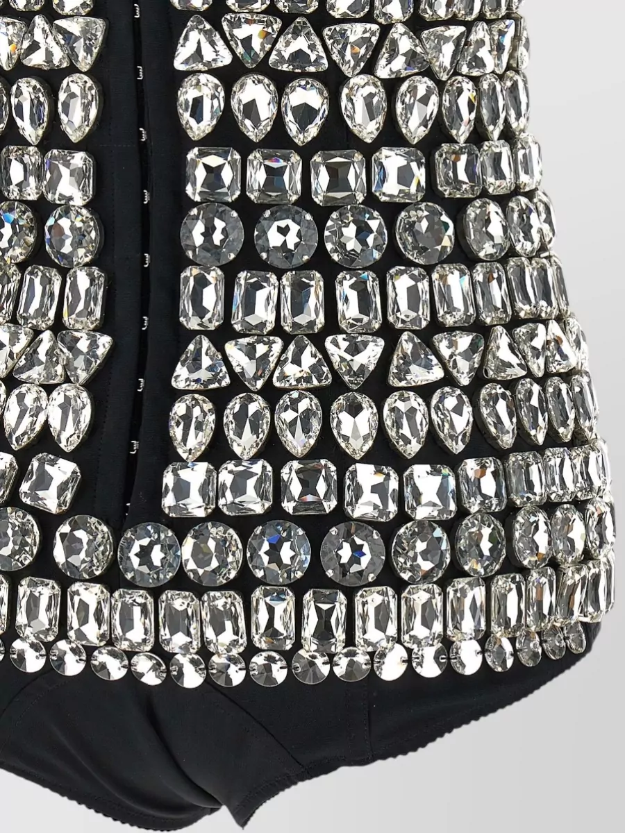Dolce&Gabbana Crystal-Embellished Sweetheart-Neck Sleeveless Bodysuit
