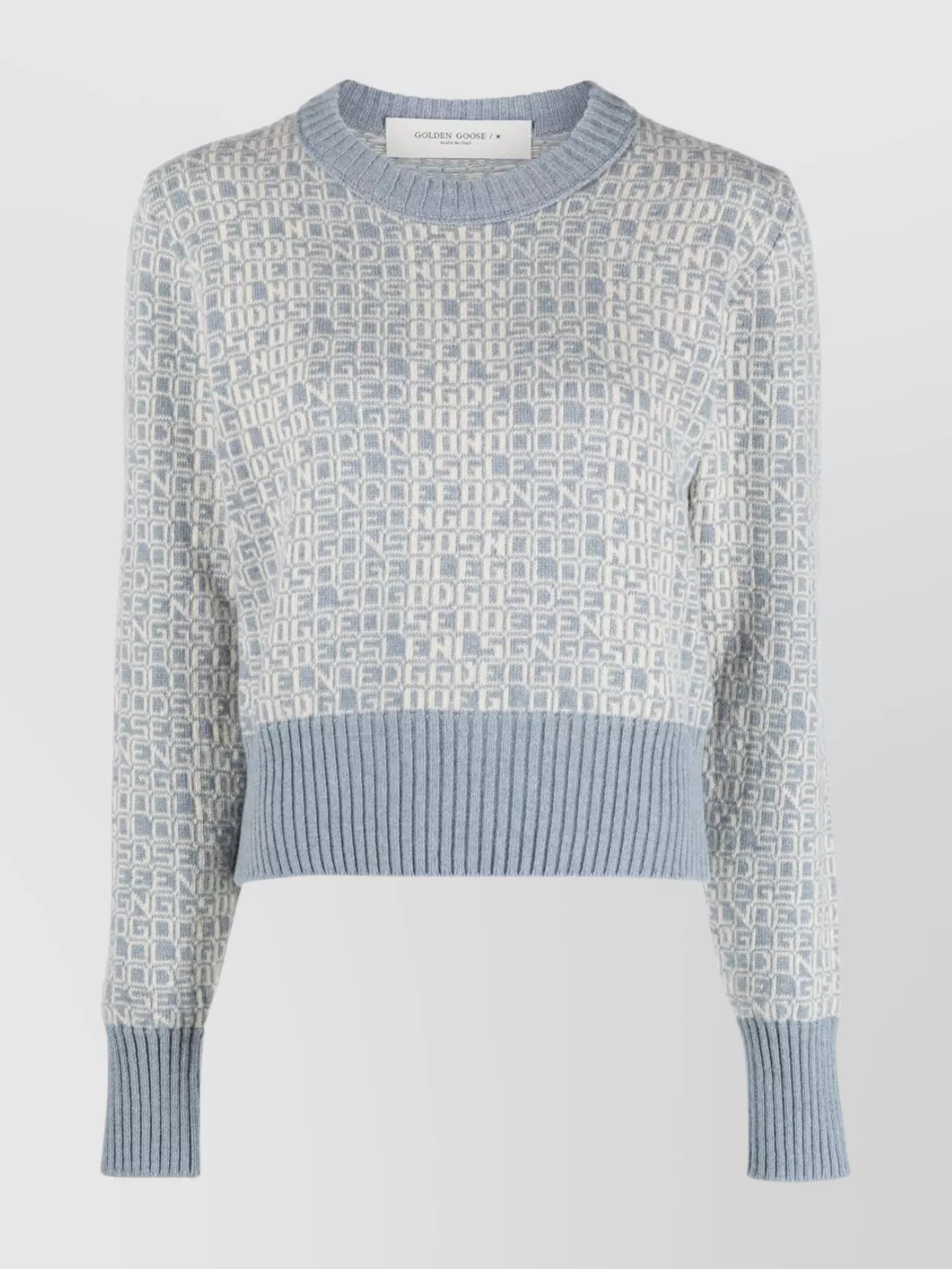 Shop Golden Goose Versatile Ribbed Knit Crewneck Sweater In Blue