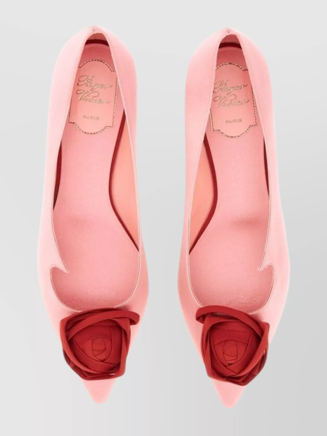 Roger Vivier Floral Pointed Toe Ballerina Flat Shoes