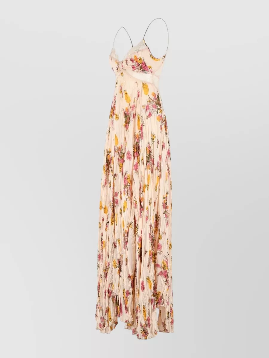 Blumarine Viscose Dress Lace Trim Pleated Bow