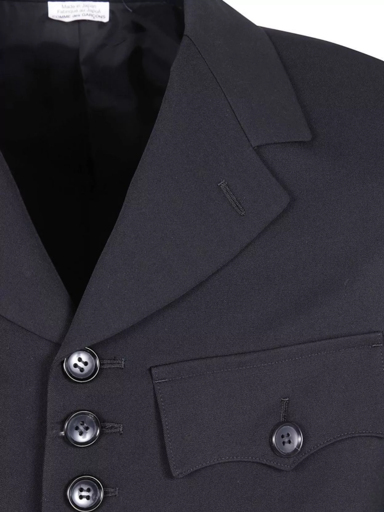 Comme Des Garçons Long Sleeve Jacket With Notched Lapel And Pockets