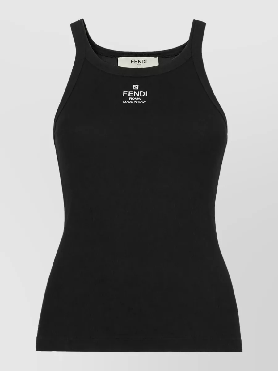 Fendi Embroidered Logo Top