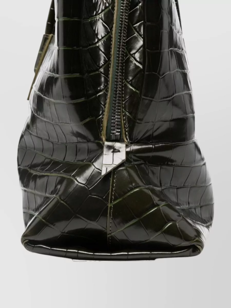 The Attico Crocodile-Embossed Leather Shoulder Bag