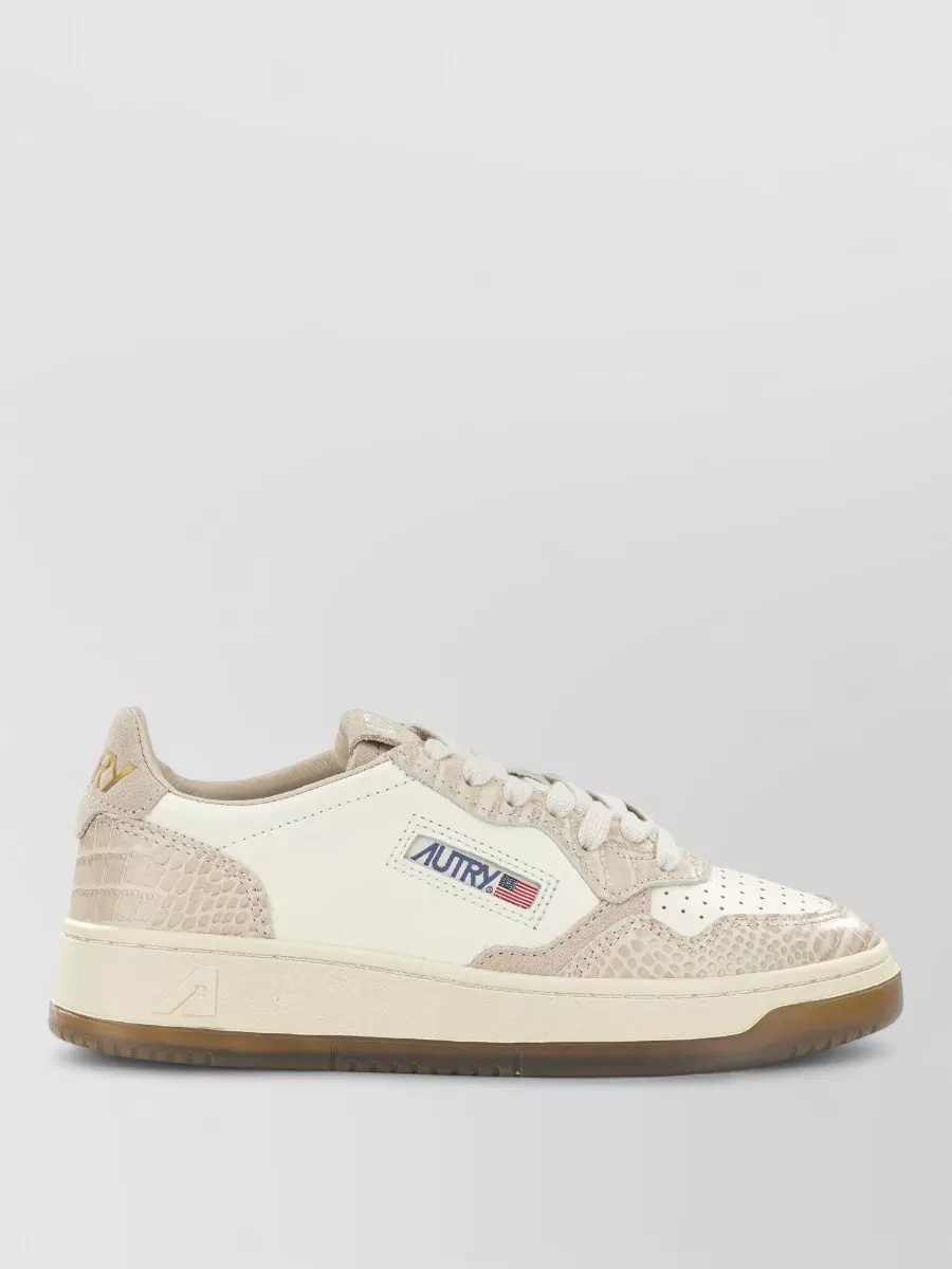 Autry Leather Crocodile-Embossed Low-Top Sneakers