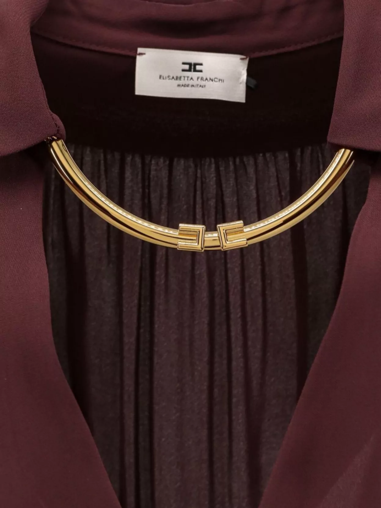 Elisabetta Franchi Logo Metal Detail Collar Shirt