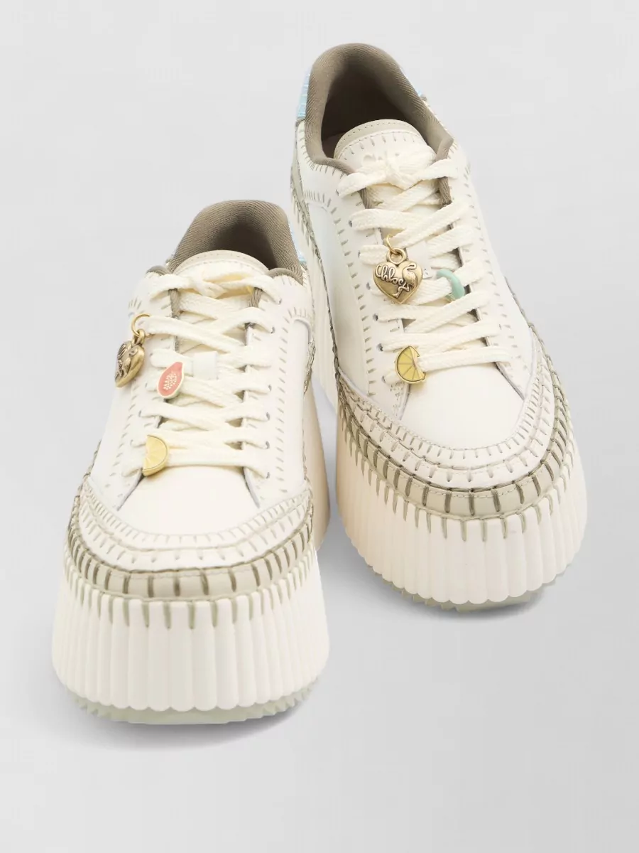 Chloé Leather Wedge Low-Top Sneakers