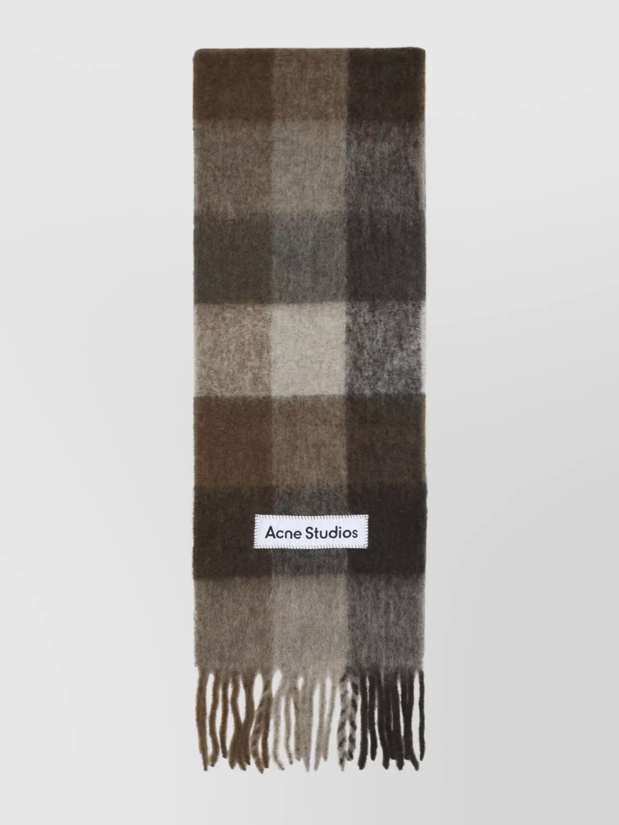 Acne Studios Alpaca Wool Blend Checkered Pattern Scarf