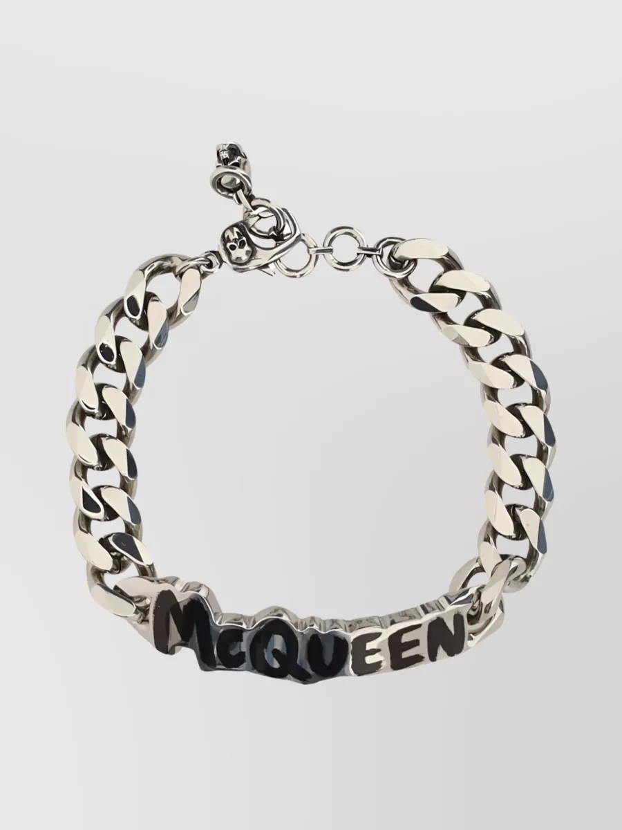 Shop Alexander Mcqueen Silver-tone Chain-link Bracelet In Grey