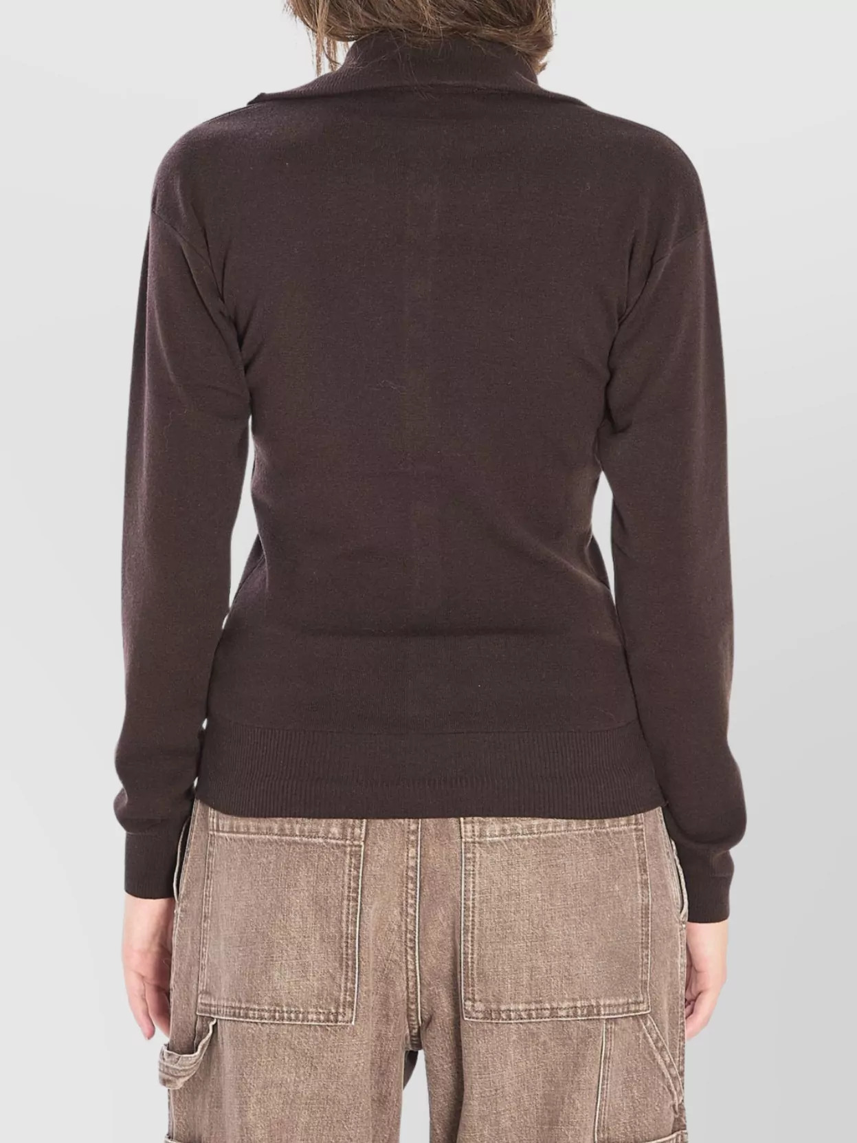 Lemaire Fitted Cardigan Featuring Stand-up Collar In Brown