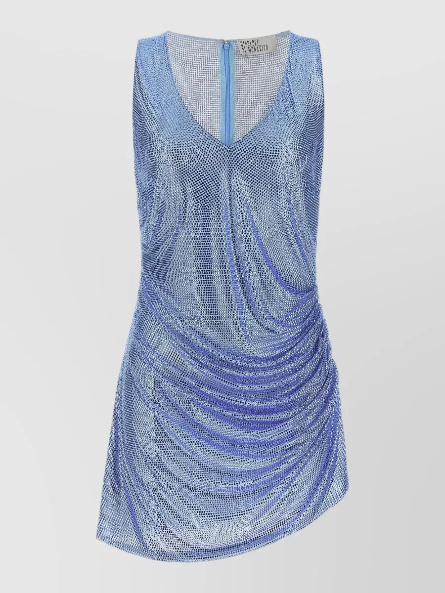 Giuseppe Di Morabito crystal-embellished asymmetric draped feather-trim mini dress