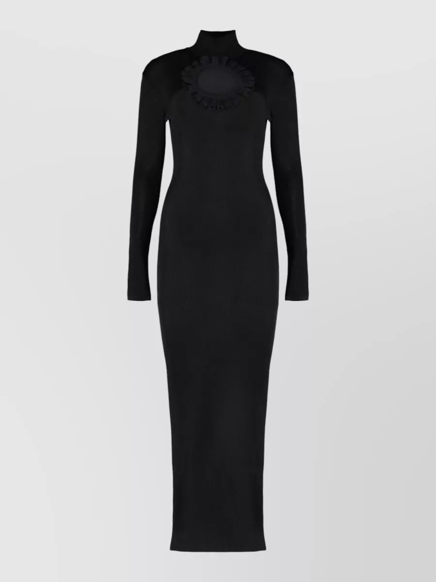 Self-Portrait cutout lace-insert knitted maxi dress