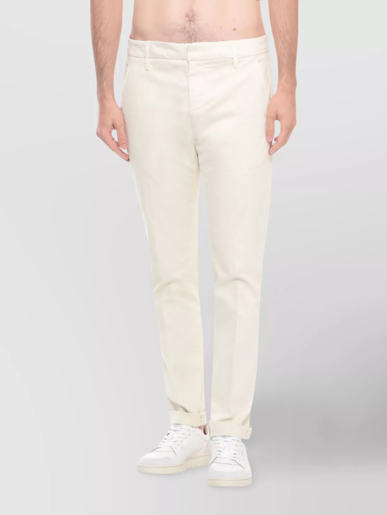 Dondup Straight Trousers With Pockets And Cuffed Hem