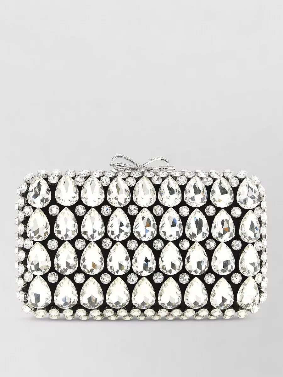 Self-Portrait the bow crystal-embellished clutch bag