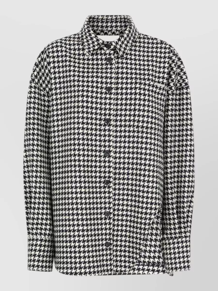 The Attico Wool houndstooth relaxed-fit shirt jacket
