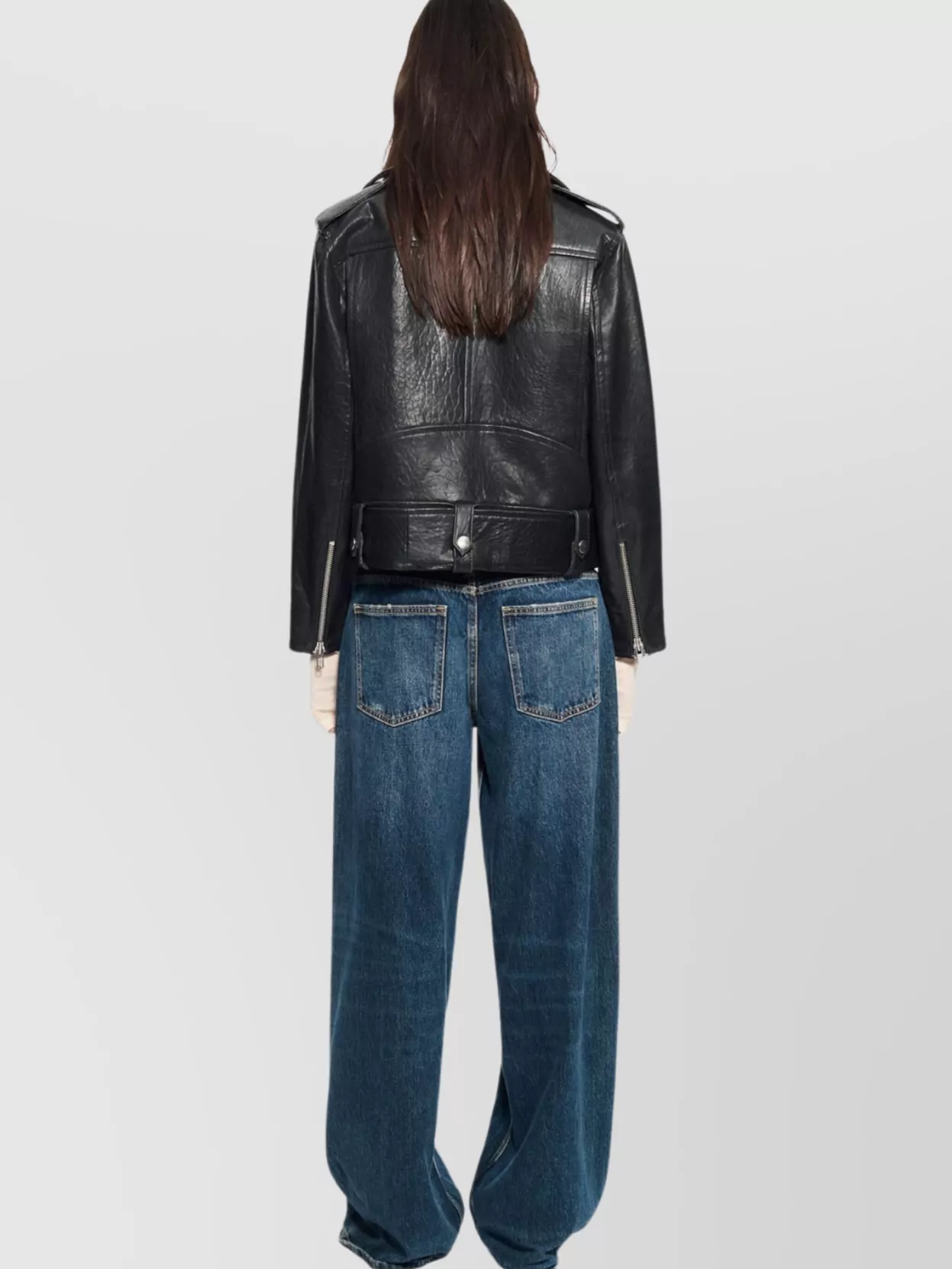 Stand Studio Biker Jacket With Belted Waist And Epaulettes