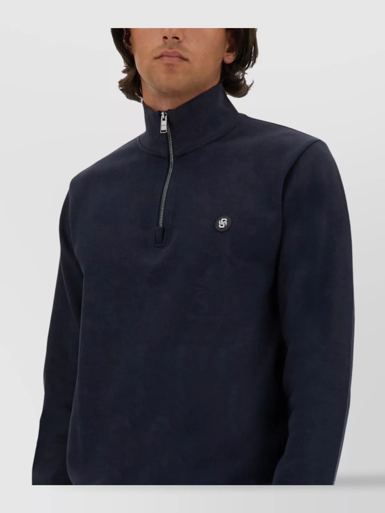 Boss Logo Sweatshirt With Ribbed Cuffs And Hem