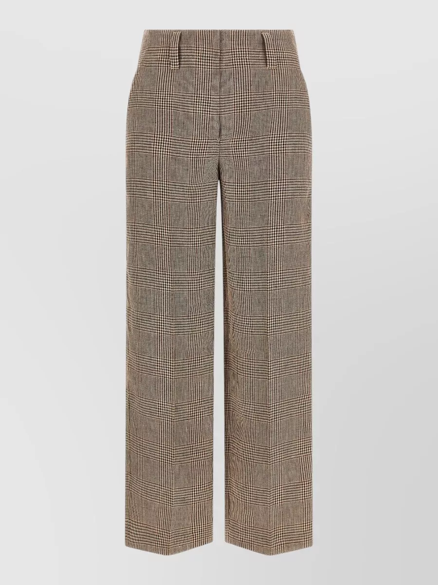 Brunello Cucinelli linen prince of wales slightly flared trousers