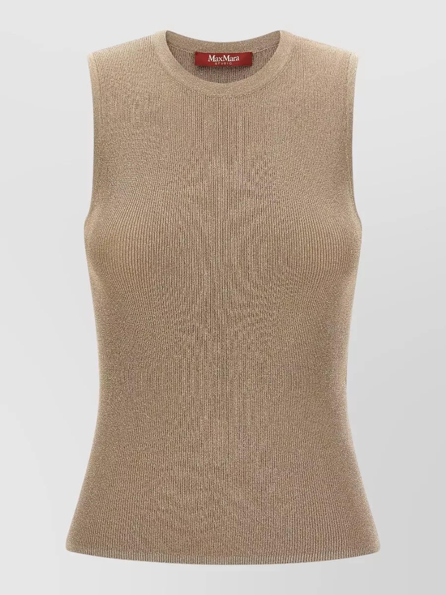 S Max Mara metallic ribbed sleeveless knitted top
