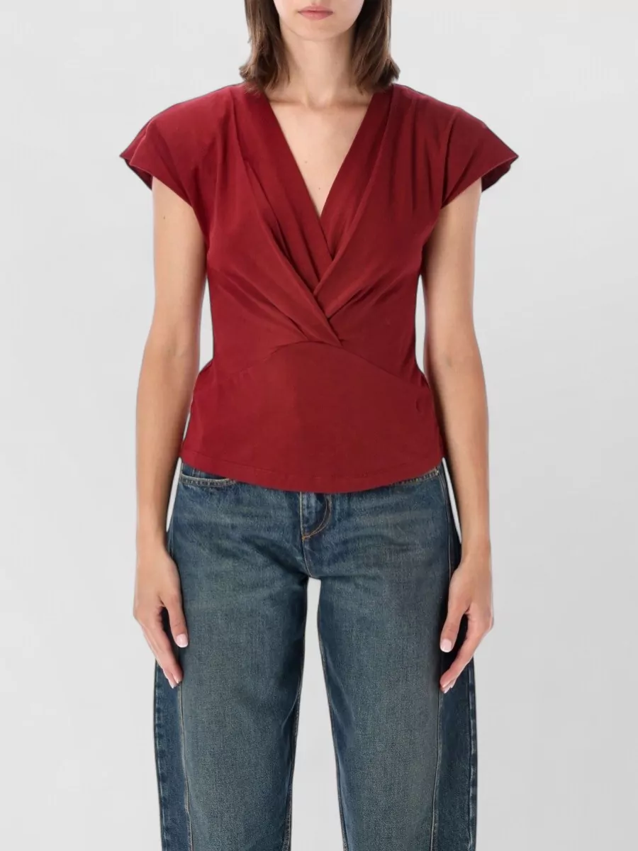 Isabel Marant Etoile cotton draped v-neck short-sleeve t-shirt