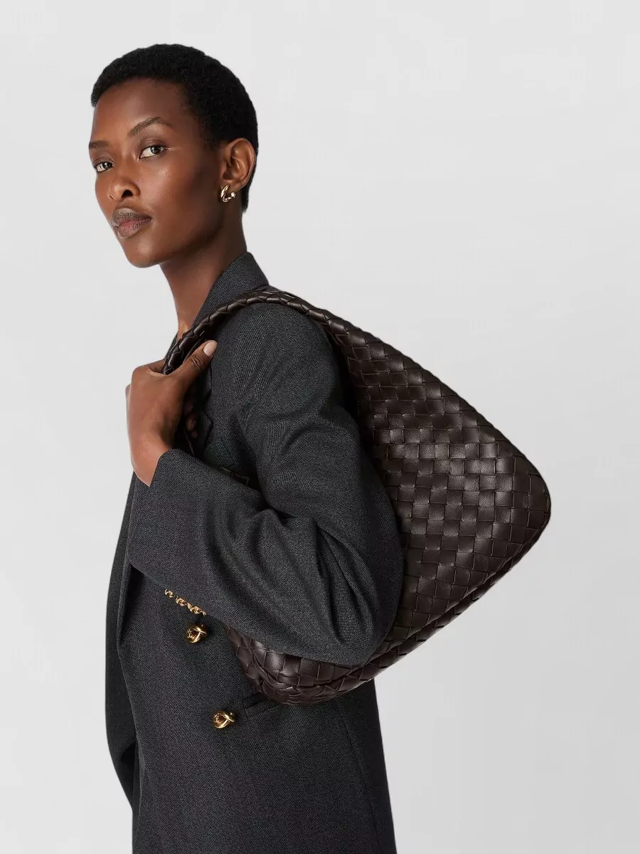 Bottega Veneta Curved Woven Shoulder Bag Top Handle