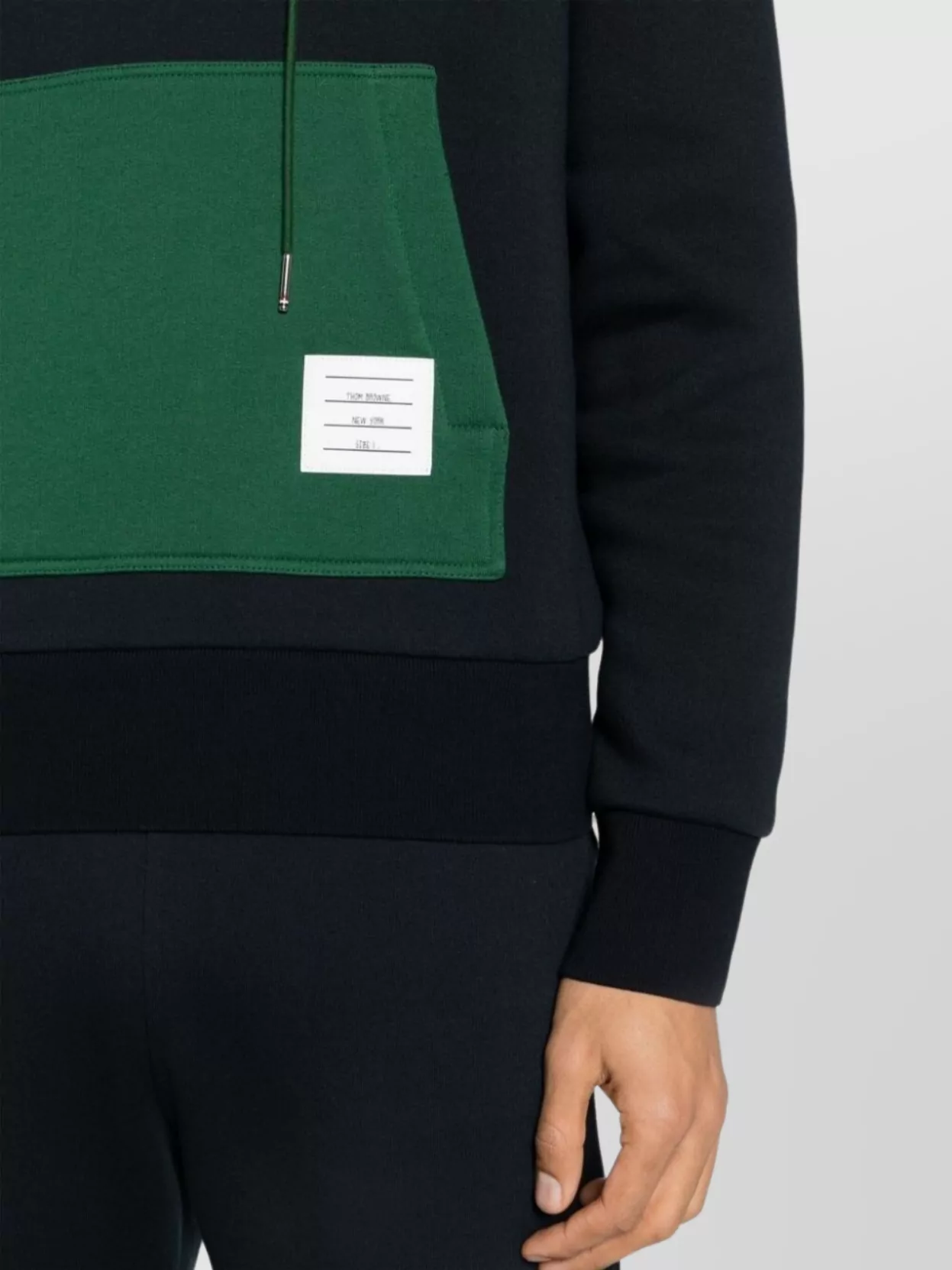 Thom Browne Panel Hooded Sweatshirt With Kangaroo Pocket