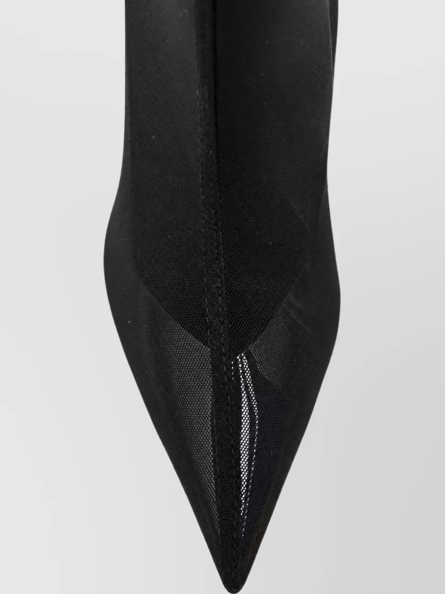 The Attico Mesh Floral Lace Thigh High Ankle Boots