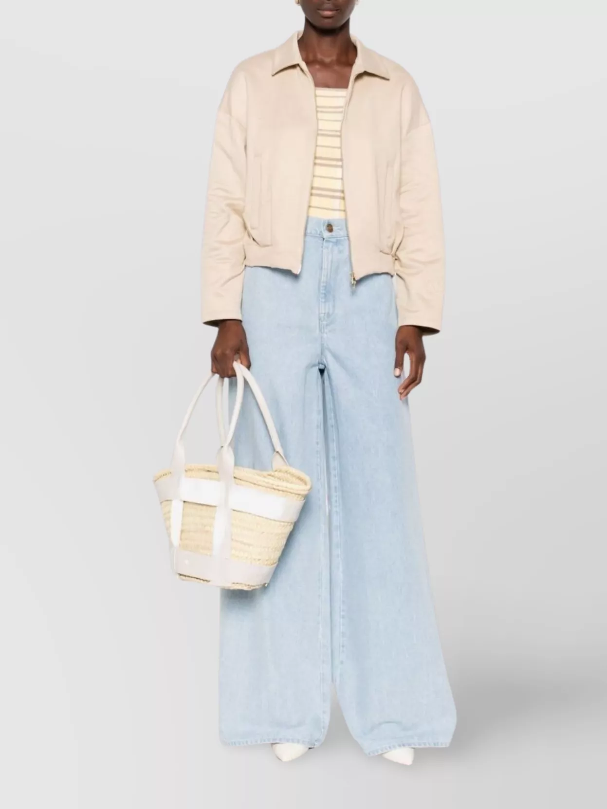 Max Mara Wide-leg High-waisted Light Blue Denim Trousers In Blue
