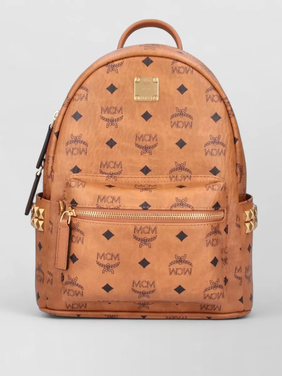 Mcm leather logo-print backpack