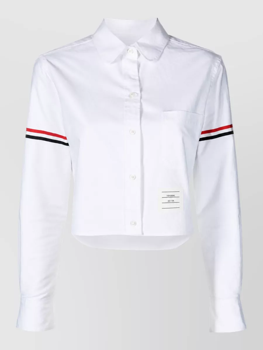 Thom Browne cropped round collar cotton shirt