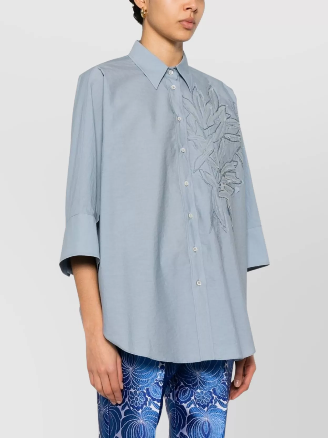 Brunello Cucinelli Embroidered Detail Cotton Shirt