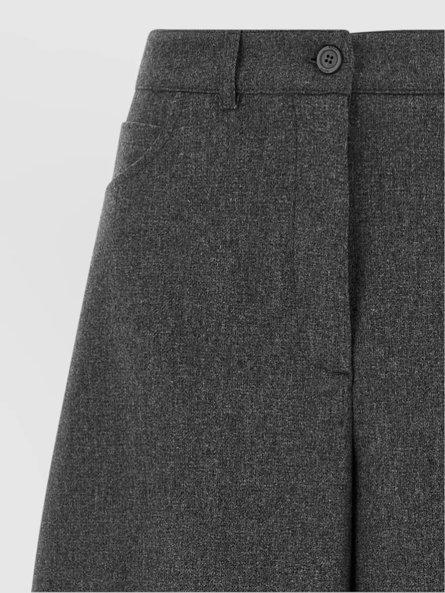 Nude Wool High-Rise Cropped Tapered Tailored Trousers