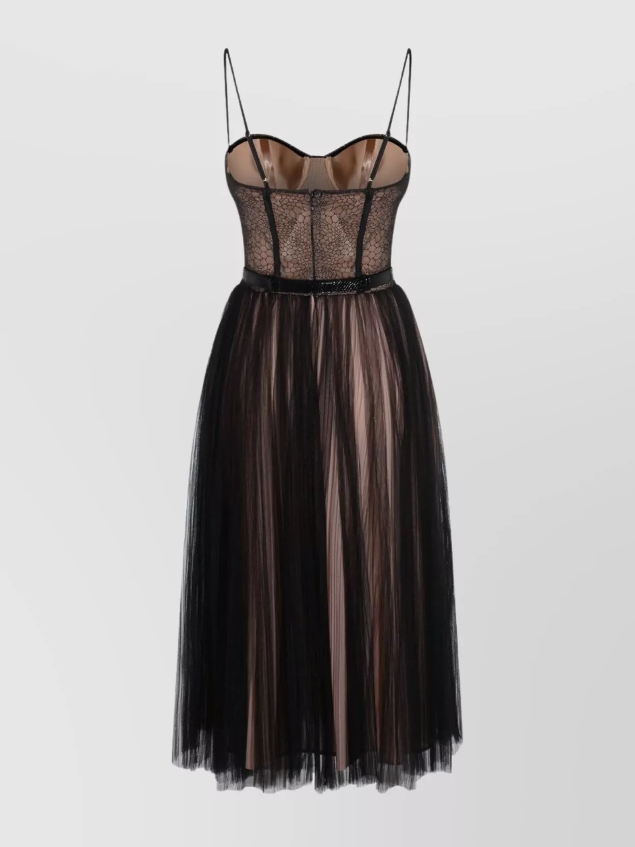 Elisabetta Franchi Midi Dress With Lace And Spaghetti Straps In Multi