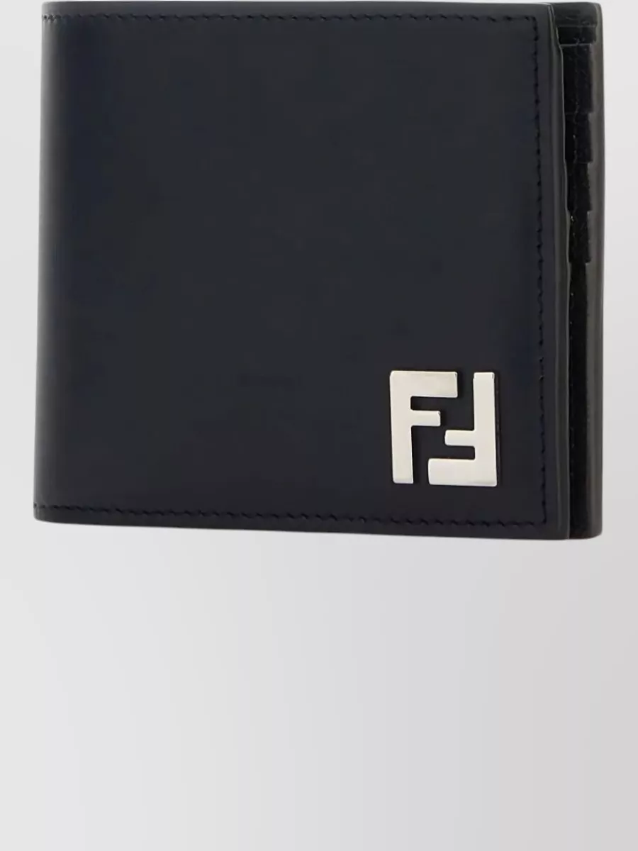 Fendi Ff Leather And Canvas Compact Wallet