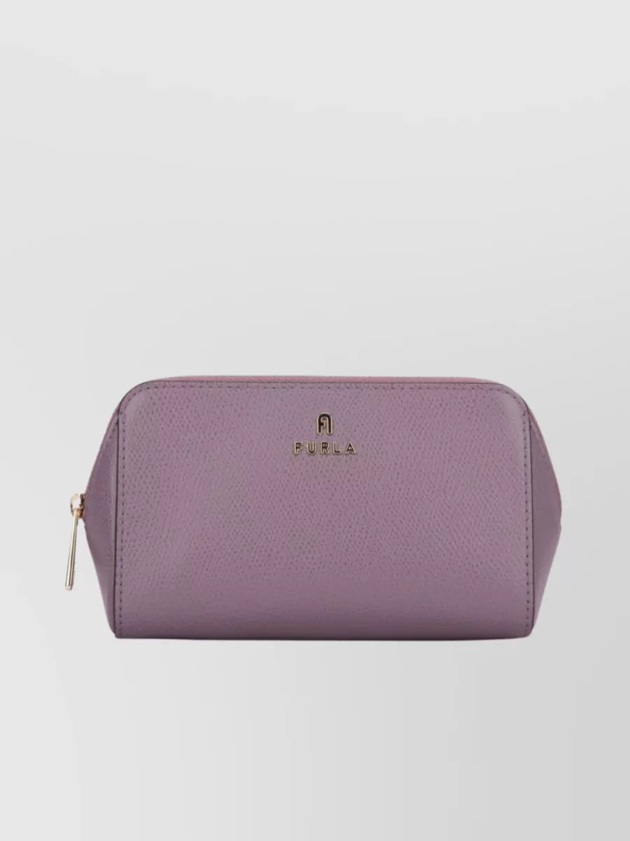 Shop Furla Textured Rectangular Wallet With A Modern Touch In Purple