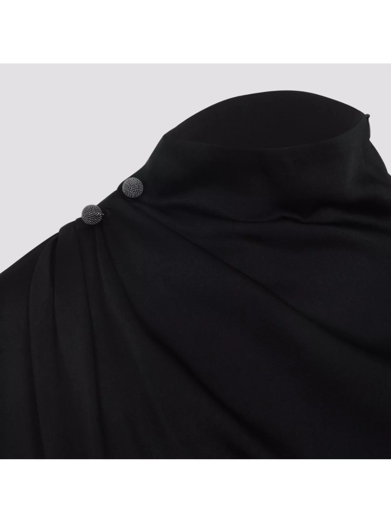 Fabiana Filippi Draped Black Dress With High Neckline And Asymmetrical Design In Black
