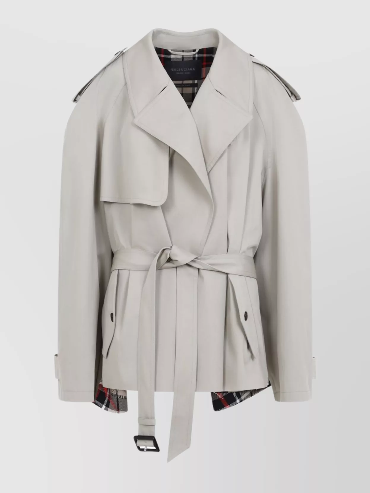 Balenciaga Cropped Cotton Trench Oversize Lapels